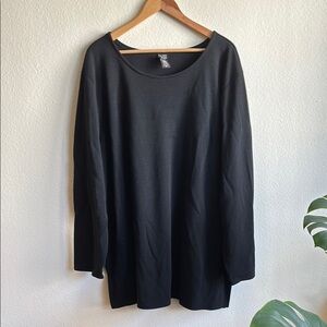 Eileen Fisher Black Wool Blend Long Sleeve Top Size 3X